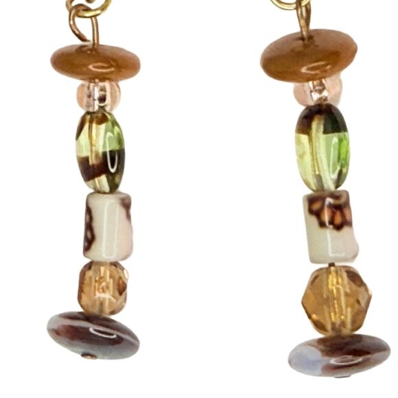 Handcrafted Beaded Drop Earrings with Mixed Glass Beads, Boho Style, 2" Dangle - Picture 7 of 12